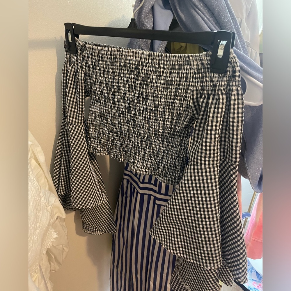 Black and White Gingham Crop Top